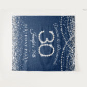 Glamorous Denim & Diamonds 30th Birthday Backdrop タペストリー (正面(横))