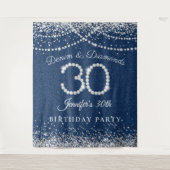 Glamorous Denim & Diamonds 30th Birthday Backdrop タペストリー (正面)