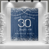 Glamorous Denim & Diamonds 30th Birthday Backdrop タペストリー