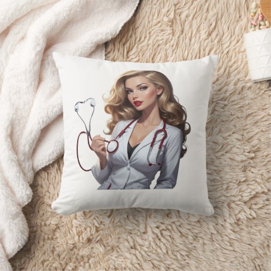 Glamorous Doctor with Heart Stethoscope  クッション (ブランケット)
