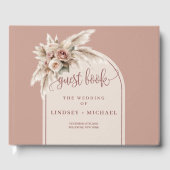 Glamorous Dusty Pink Pampas Arch Guest Book ゲストブック (正面)