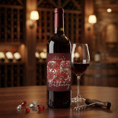 Glamorous Elegant Ruby Red Diamonds 65th Birthday ワインラベル