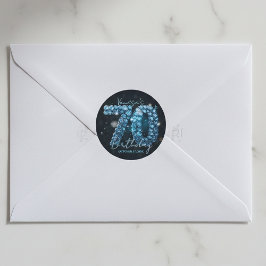 Glamorous Elegant Teal Blue Diamonds 70th Birthday ラウンドシール