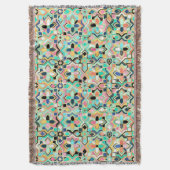Glamorous Gilded Moroccan Tile Pattern スローブランケット (正面縦)