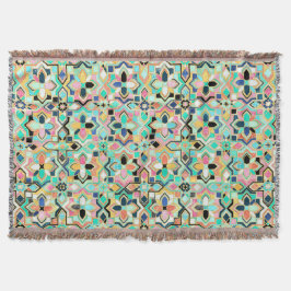 Glamorous Gilded Moroccan Tile Pattern スローブランケット