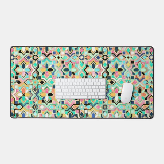 Glamorous Gilded Moroccan Tile Pattern デスクマット (キーボード&マウス)
