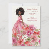Glamorous Girl Lovely Pink Floral Bridal Shower 招待状 (正面)