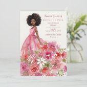 Glamorous Girl Lovely Pink Floral Bridal Shower 招待状 (スタンド正面)