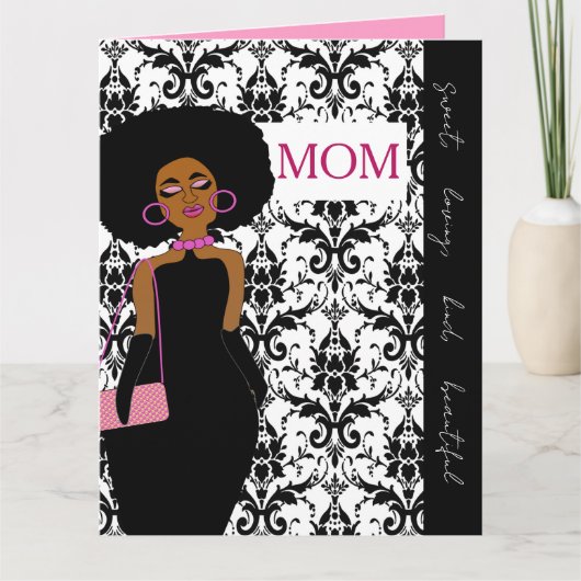 Glamorous Glam African American Mother Birthday カード (正面)