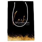 Glamorous Gold & Black Lash Tech  ミディアムペーパーバッグ (正面)