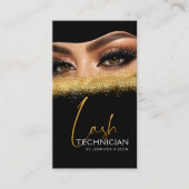 Glamorous Gold & Black Lash Tech QR Code  名刺 (正面)