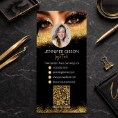 Glamorous Gold & Black Lash Tech QR Code 名刺