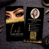 Glamorous Gold & Black Lash Tech QR Code 名刺