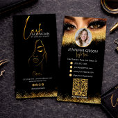 Glamorous Gold & Black Lash Tech QR Code 名刺