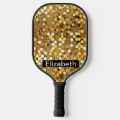 Glamorous Gold Bokeh Personalized ピックルボールラケット (裏面)