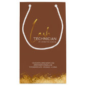 Glamorous Gold & Brown Lash Tech  スモールペーパーバッグ (裏面)