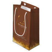 Glamorous Gold & Brown Lash Tech  スモールペーパーバッグ (正面アングル)