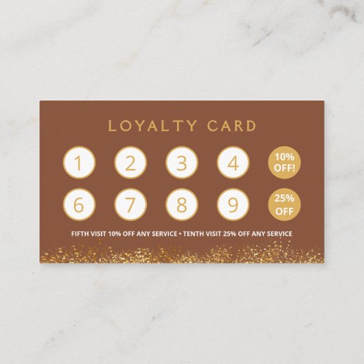 Glamorous Gold & Brown Lash Tech  ロイヤリティカード (裏面)