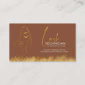 Glamorous Gold & Brown Lash Tech  ロイヤリティカード (正面)