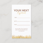 Glamorous Gold & Brown Lash Tech 予約カード (正面)