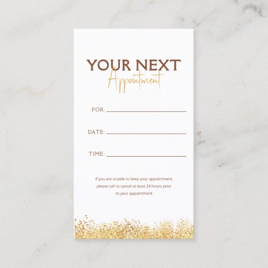 Glamorous Gold & Brown Lash Tech 予約カード (正面)