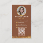 Glamorous Gold & Brown Lash Tech QR Code  名刺 (裏面)