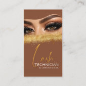 Glamorous Gold & Brown Lash Tech QR Code  名刺 (正面)