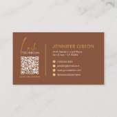Glamorous Gold & Brown Lash Tech QR Code  名刺 (裏面)