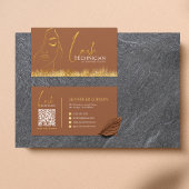 Glamorous Gold & Brown Lash Tech QR Code  名刺