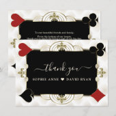 Glamorous Gold Casino Vegas Poker Wedding サンキューカード (正面/裏面)