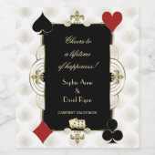 Glamorous Gold Casino Vegas Poker Wedding ワインラベル (シングルラベル)