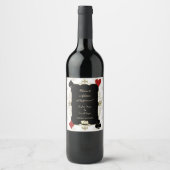 Glamorous Gold Casino Vegas Poker Wedding ワインラベル (正面)