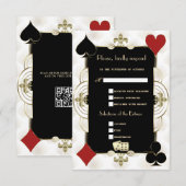 Glamorous Gold Casino Vegas Poker Wedding 出欠カード (正面/裏面)
