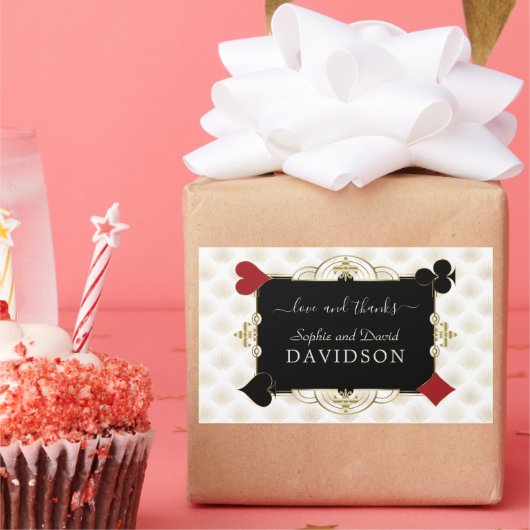 Glamorous Gold Casino Vegas Wedding 長方形シール (パーティー)