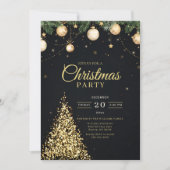 Glamorous Gold Christmas Tree Party Invite 招待状 (正面)