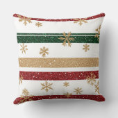 Glamorous Gold Snowflake Stripe クッション (裏面)