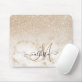 Glamorous Gold White Glitter Marble Gradient Ombre マウスパッド (マウス)