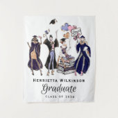 Glamorous Graduate Women Empowered Purple Gold タペストリー (正面)