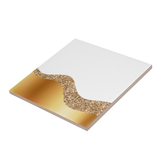 Glamorous Light Brown White Waves Elegant Deluxe タイル (側面)