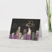 Glamorous NYC New Year Card 2026 | Black & Purple シーズンカード (正面)