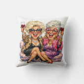 Glamorous Old Ladies With Red Wine クッション (裏面)