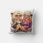 Glamorous Old Ladies With Red Wine クッション (正面)