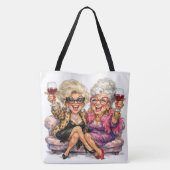Glamorous Old Ladies With Red Wine トートバッグ (裏面)