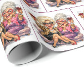 Glamorous Old Ladies With Red Wine ラッピングペーパー (ロールコーナー)