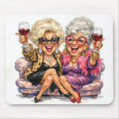 Glamorous Old Ladies With Wine マウスパッド (正面)