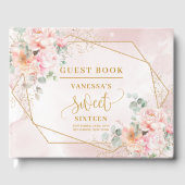 Glamorous Pastel Pink Gold Floral Sweet Sixteen   ゲストブック (正面)
