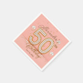 Glamorous Pearly Soft Pink and Gold 50th Birthday スタンダードカクテルナプキン (角)