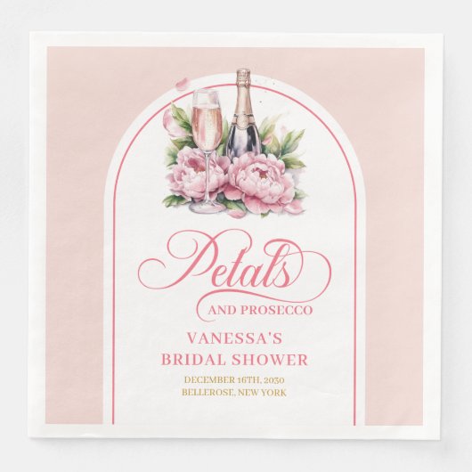 Glamorous Petals and Prosecco Bridal Napkins Set (正面)