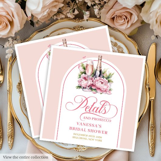 Glamorous Petals and Prosecco Bridal Napkins Set