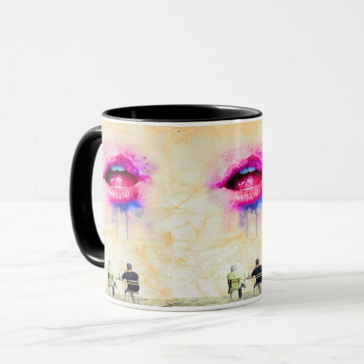 Glamorous Pink Lip Illustration マグカップ (正面左)